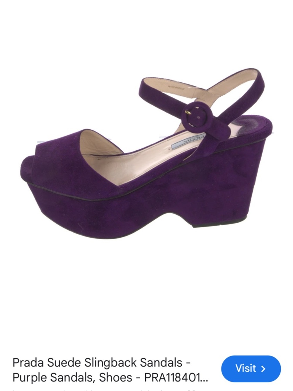 Prada Purple Suede Peep-Toe Ankle-Strap Heels - Picture 4 of 5